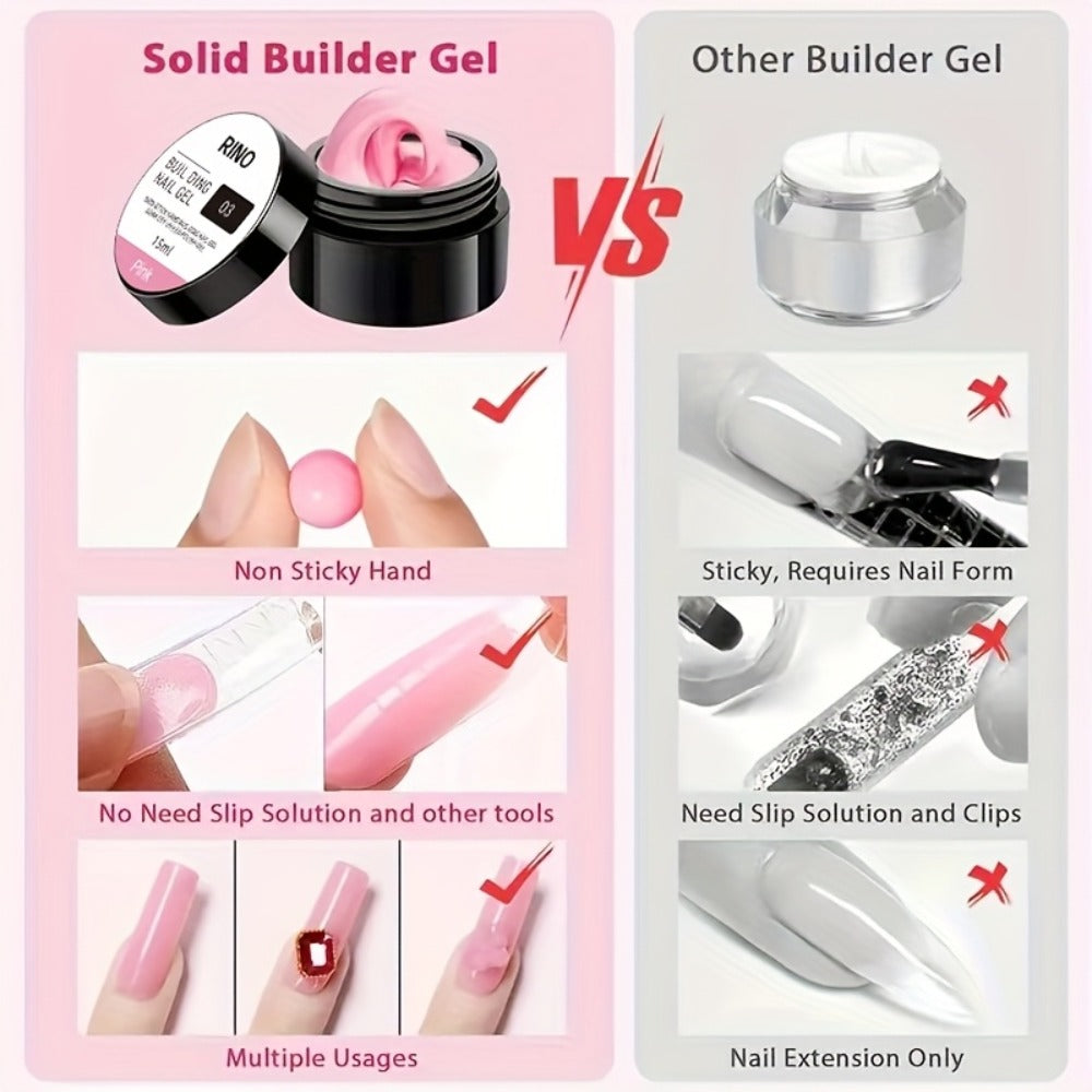 RINO 3D Nail Sculpture Kit 5pcs – Solid Builder Gel with Rhinestone Gel Molding Gel Flower Molds & Sculpting Brush — image 6