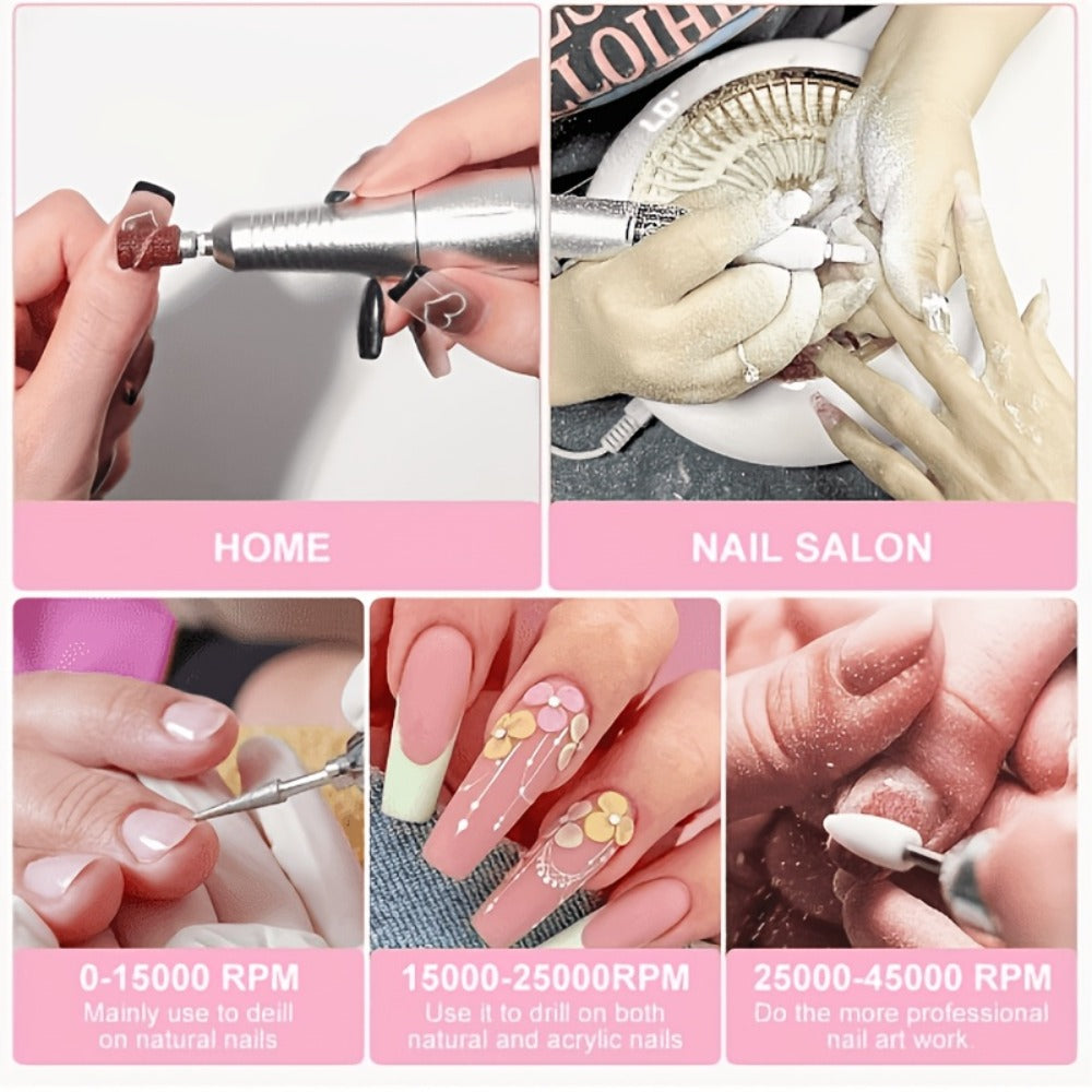 Electric Nail Drill 45000 RPM Cordless Kit with LCD Display and V2 Pink, White or Purple Options — image 10