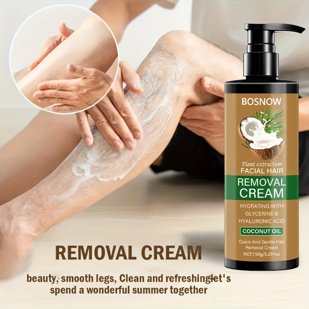 Hair Removal Cream BOSNOW 150g Coconut Oil Pump Bottle with Carton for External Body Grooming — image 10