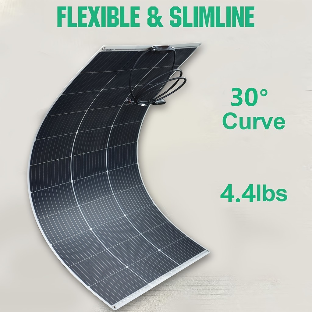 Flexible Solar Panel 125W 18V 18BB Monocrystalline Solar Cell Bendable 30 Degree Ultra-Thin for 12V for Garden, Patio and Yar