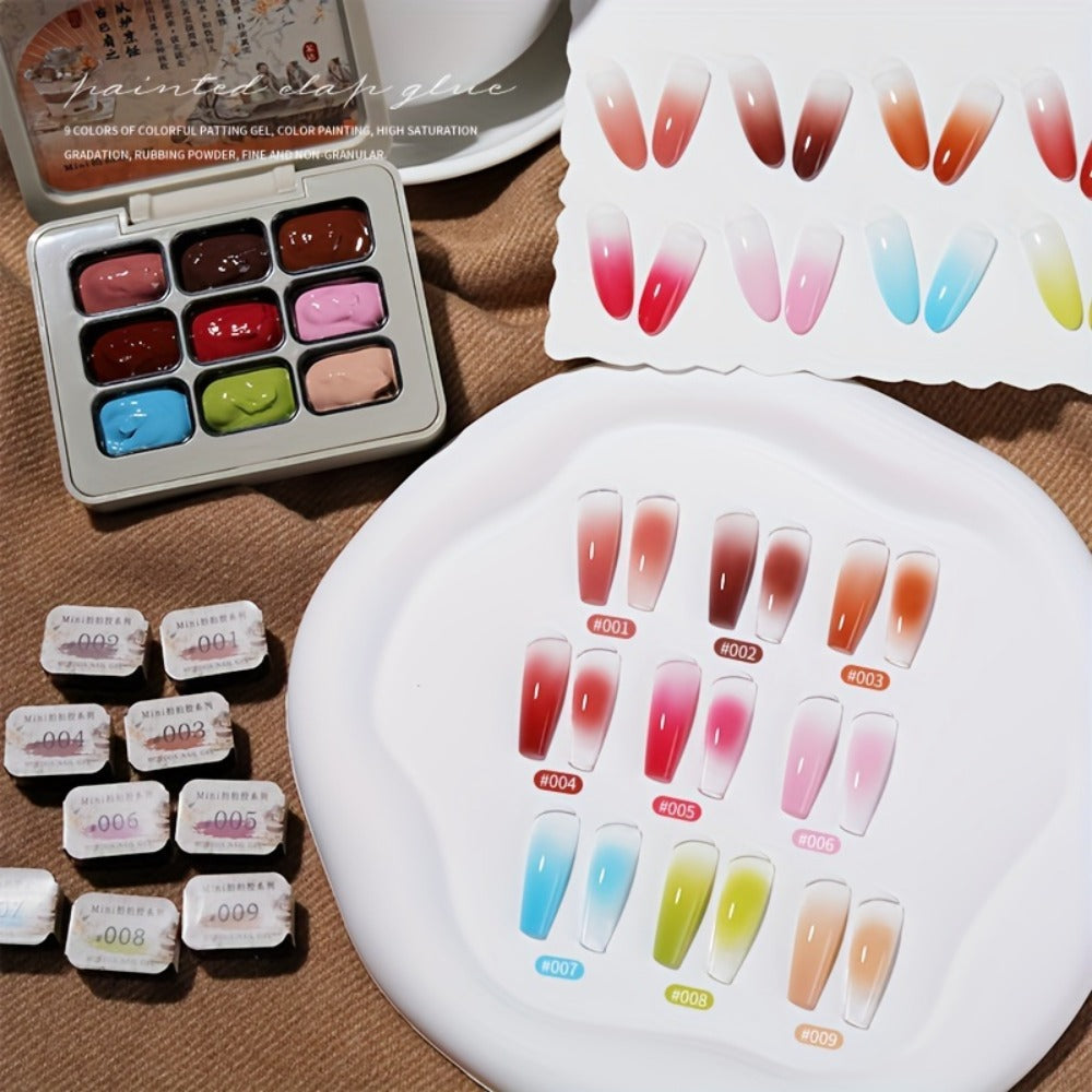 Gel Nail Polish Set 9 Colors Autumn Winter Gradient Collection, Firm Pat Glue Soak Off UV LED Gel Polish — image 5