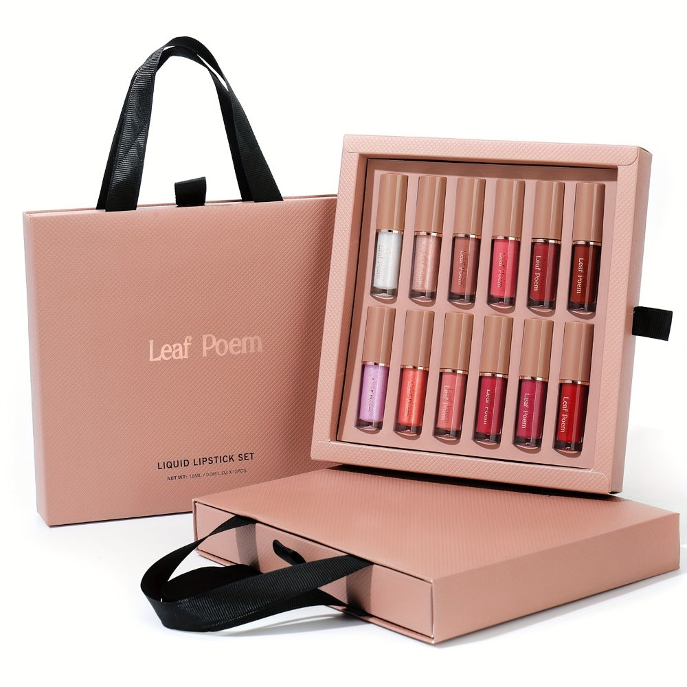 12-Piece Velvet Matte Lipstick Set Mirror Finish Waterproof High Pigment, for Makeup, Travel and Everyday Vanity Use — image 