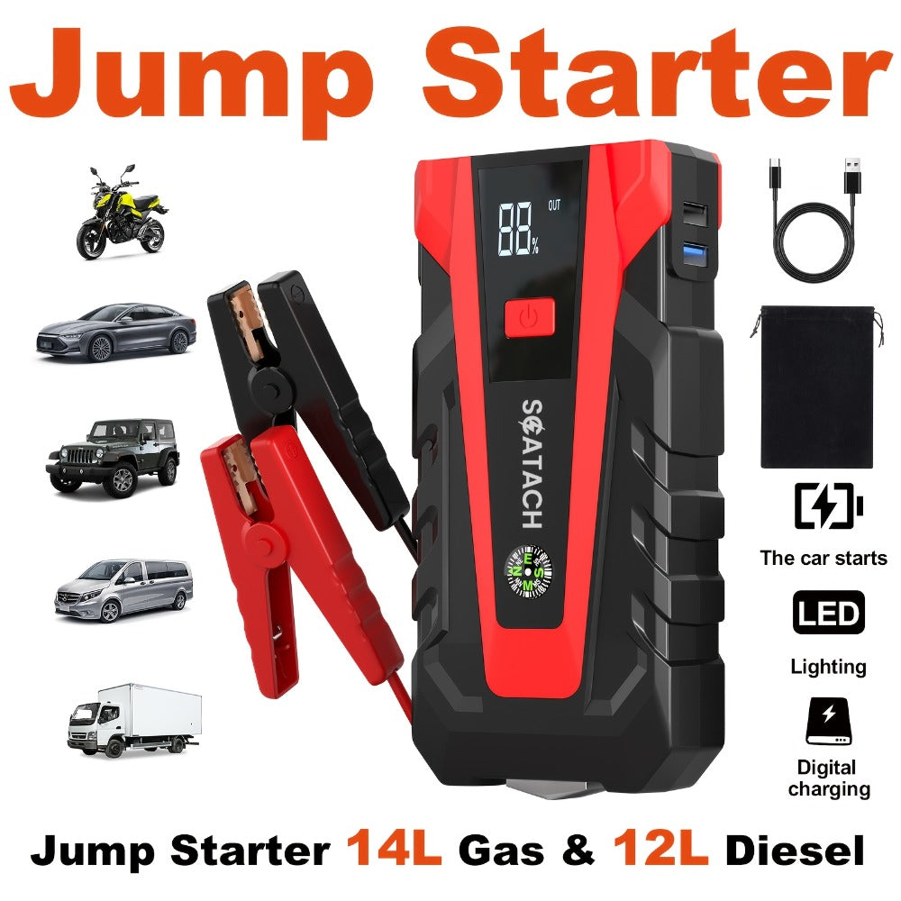 12V Jump Starter with Scatach-011 Base Model or Q27B Start-and-Inflation Package, Digital Display and Clamps — image 1