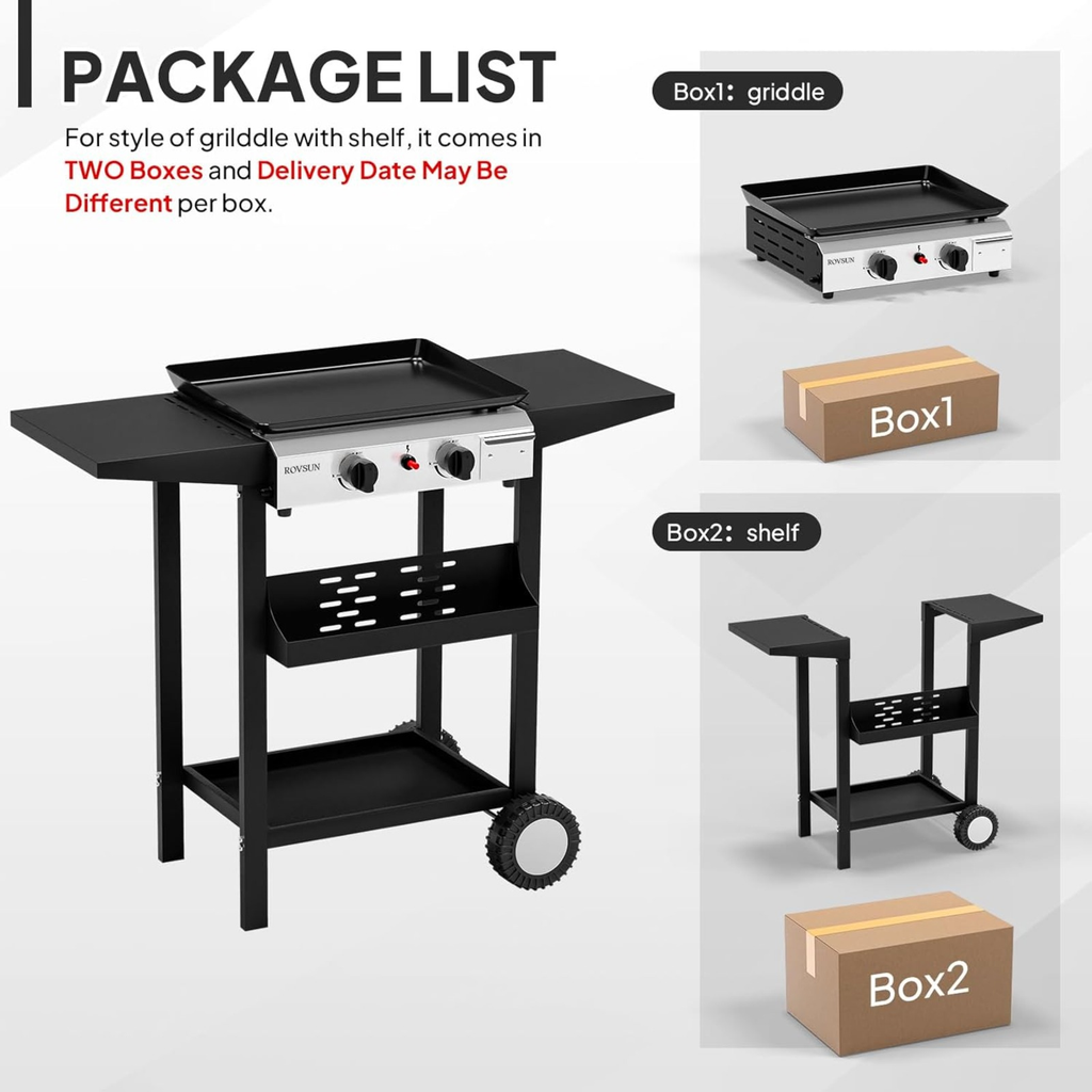 Flat Top Griddle Propane Tabletop 2 or 4 Burner, 20000 BTU Portable Gas Grill with Nonstick Enamel Tray — image 18