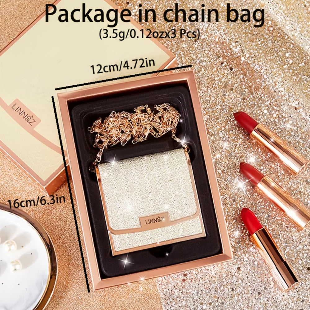 Matte Lipstick Gift Set 3 Pack Velvet Waterproof Long-Lasting Anti-Fading Intense Pigment Full Coverage Lip Color with Elegan