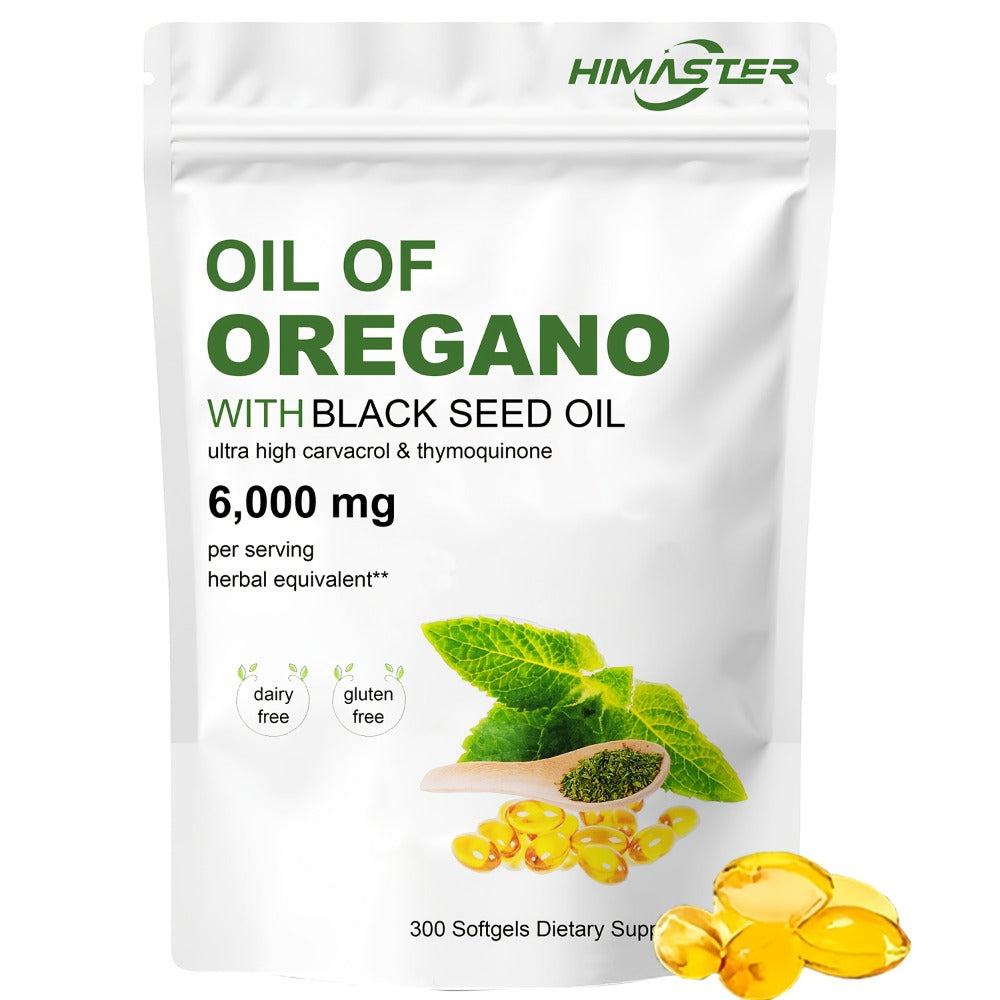 Herbal Supplements with HIMASTER Label, Oregano Oil 6000mg and Black Seed Oil 200mg, 300 Softgels — image 6