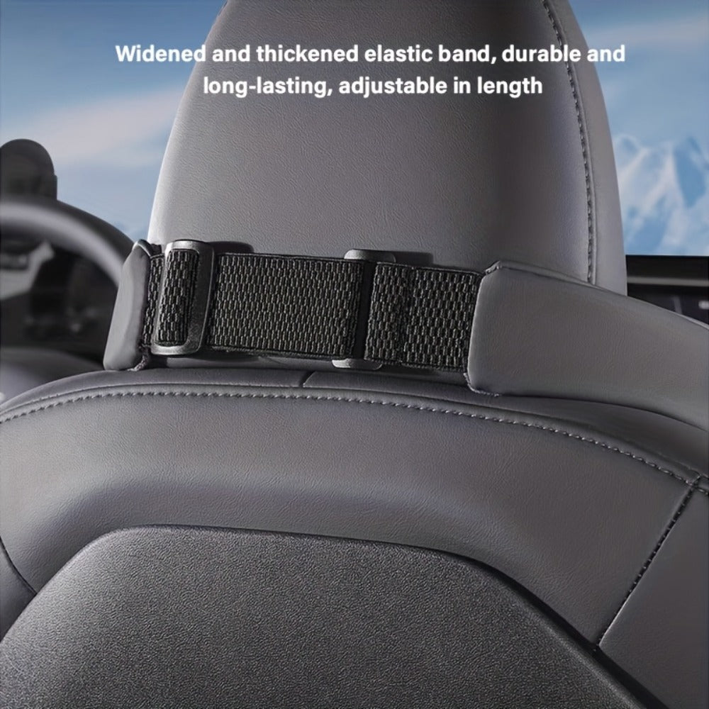Car Neck Pillow Nappa Leather Headrest – Memory Foam Lumbar Support with Embroidery, All-Season Universal Car Interior Access