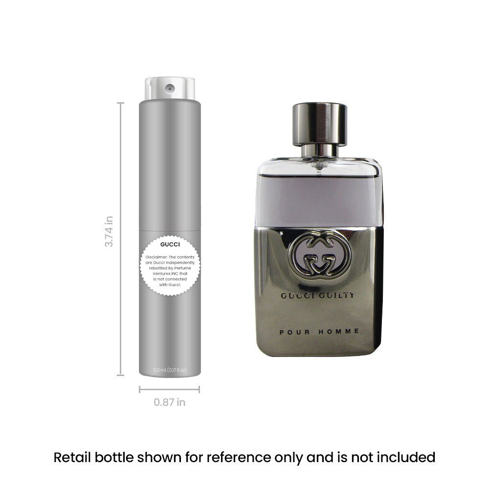 Eau de Toilette Gucci Guilty Pour Homme 5ml Travel Spray in Slim Silver Portable Atomizer Tube — image 4