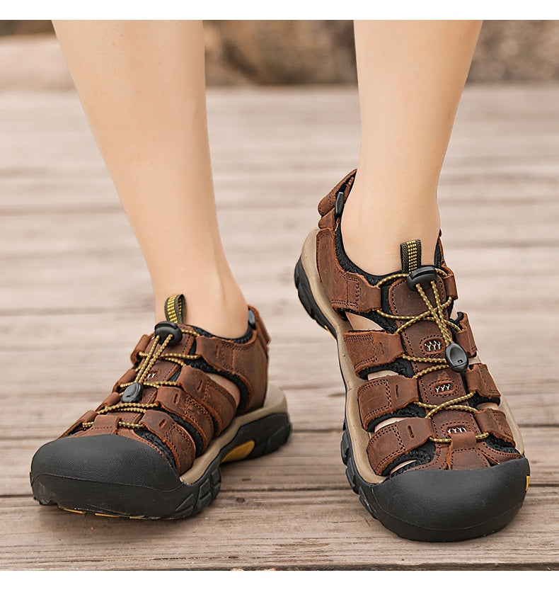 Top Layer Leather Plus Size Men's Beach Sandals