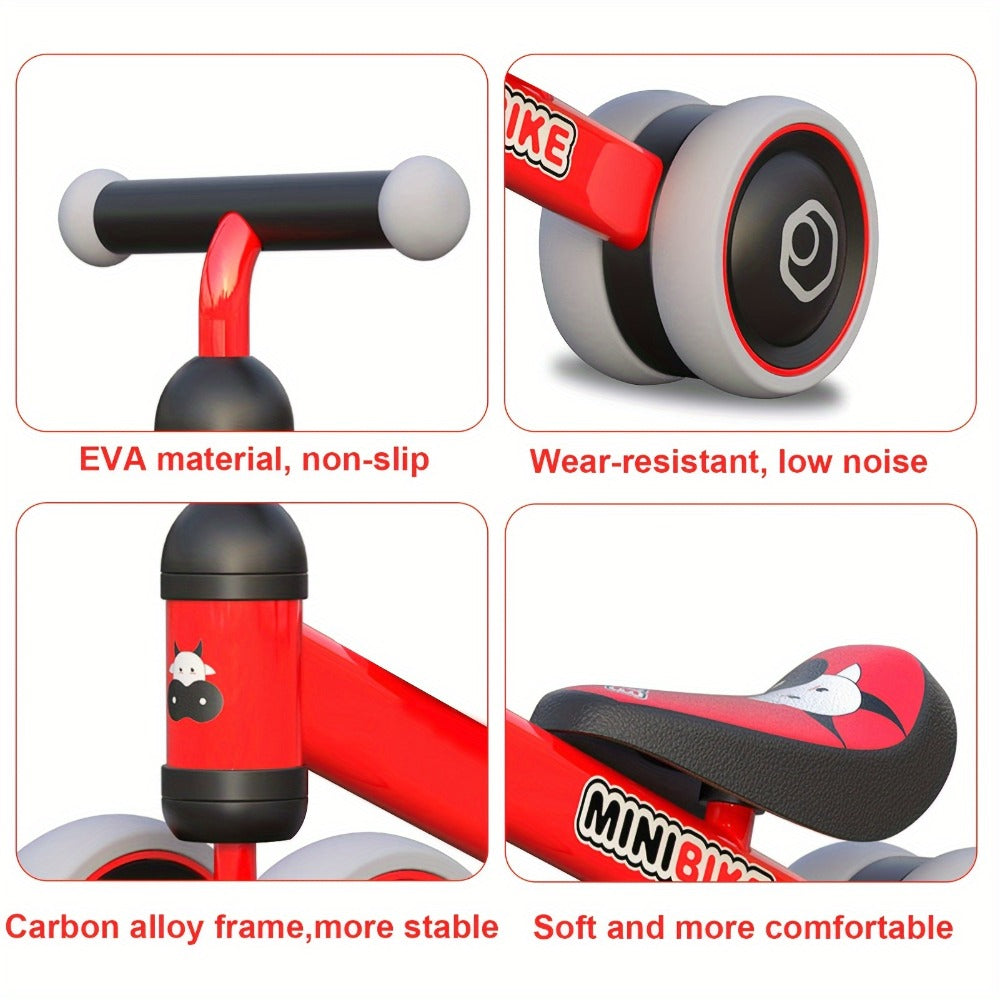 Baby Balance Bike for 1 Year Old Boys Girls No Pedal 4 Wheel Infant Toddler with the Listed Color, Size or Set Options for Ev