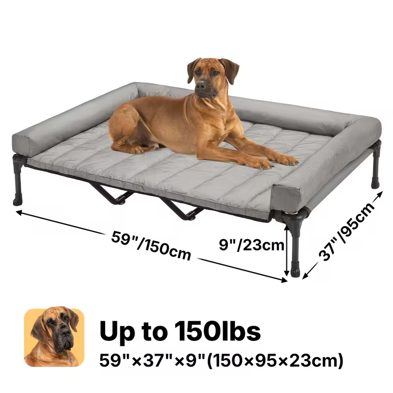 Elevated Dog Bed with Teslin Mesh Cot, Powder-Coated Steel Frame and Removable Bolster Top in Four Sizes — image 22