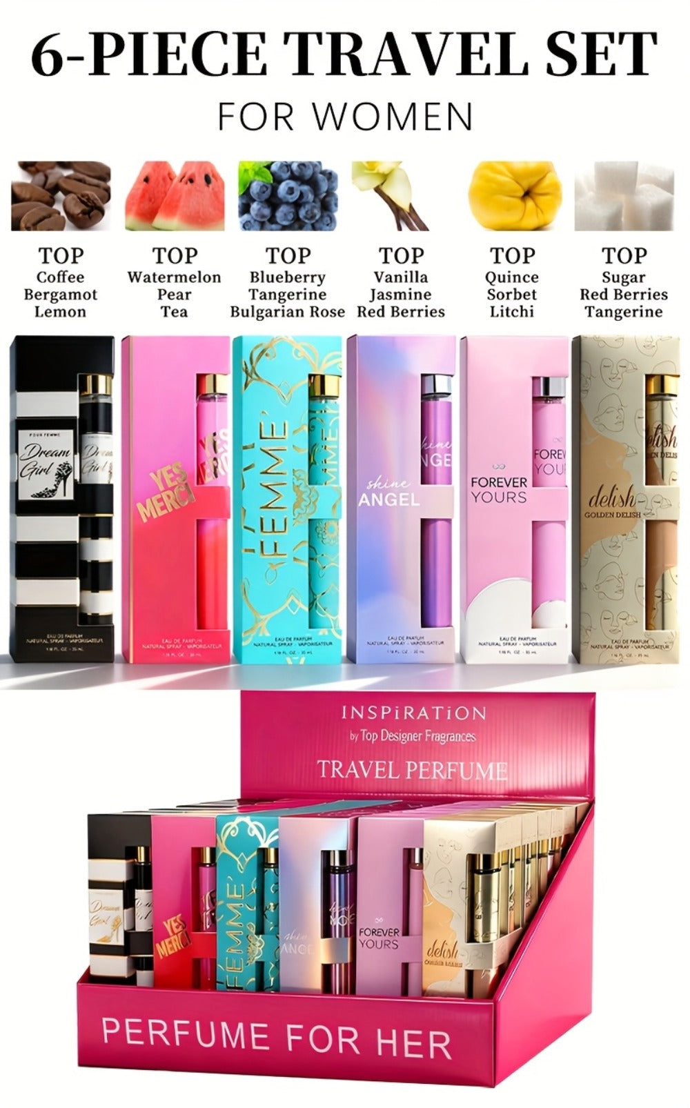 Women's Perfume Gift Set with Six Eau de Parfum Travel Sprays, 1.18 oz Each in Two Assortments — image 10