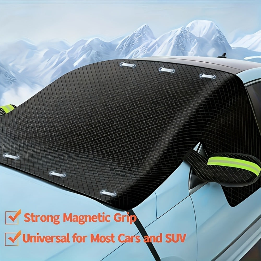 Magnetic Car Sunshade Cover Universal Fit – UV Blocking Heat Insulating Snow Wind Leaf Proof with Reflective Strips — image 7