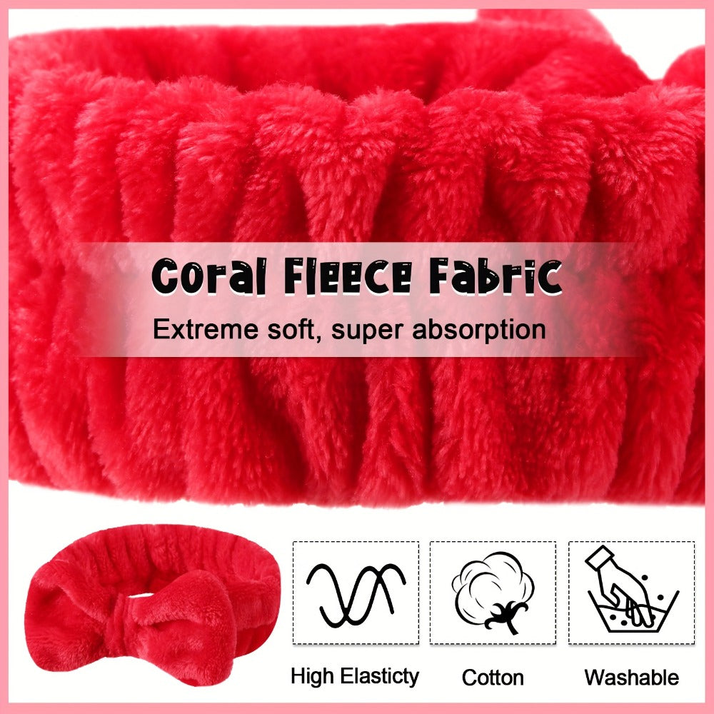 Spa Headbands for Washing Face 52 Pack Bulk Set – Soft Coral Fleece Bow Headband in 13 Colors for Women Skincare Makeup Showe