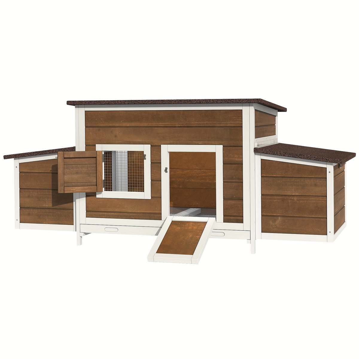 Wooden Hen House with 67in Frame, Two Nest Boxes, Ramp and Gray or Brown Two-Tone Outdoor Finish — image 4