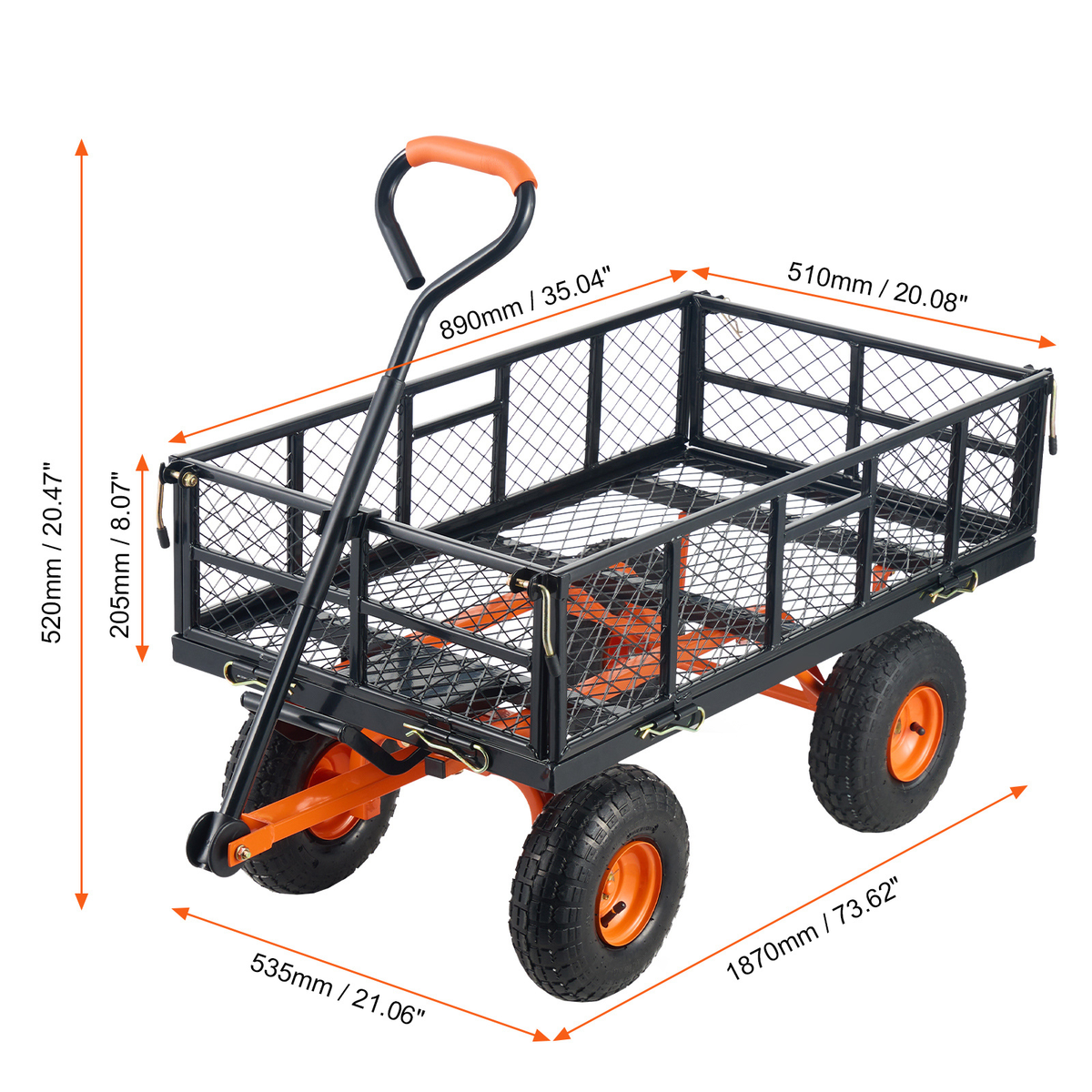 Garden Dump Cart Convertible Flatbed Utility Wheelbarrow with 2-in-1 Handle, Removable Side Panels — image 16