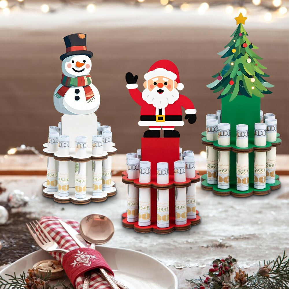 Three-Piece Santa, Snowman and Christmas Tree Rolled-Money Display Set with Ten Slots Each — image 8