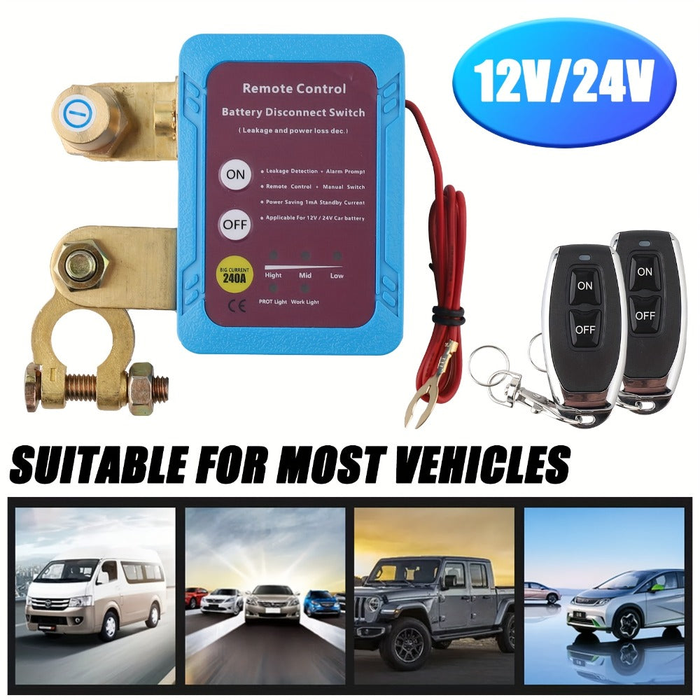 Remote Battery Disconnect Switch 240A 12V/24V – Wireless Kill Switch with Digital Display & Auto Power Shut-Off for Car, Truc