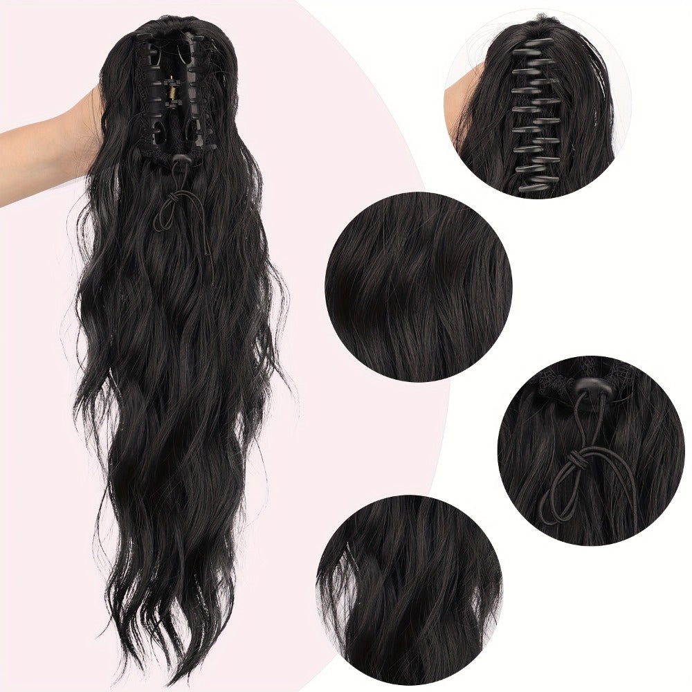 Hair Extensions Water-Wave 16-Inch Synthetic Ponytail with Claw Clip and Eight Color Options for Quick Attachment — image 3