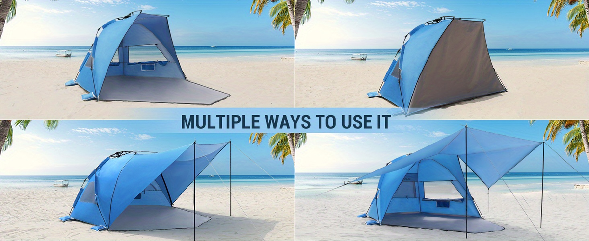 Convertible Beach Canopy Tent with Removable Roof, Four Setup Modes and Blue Checkout Color — image 10