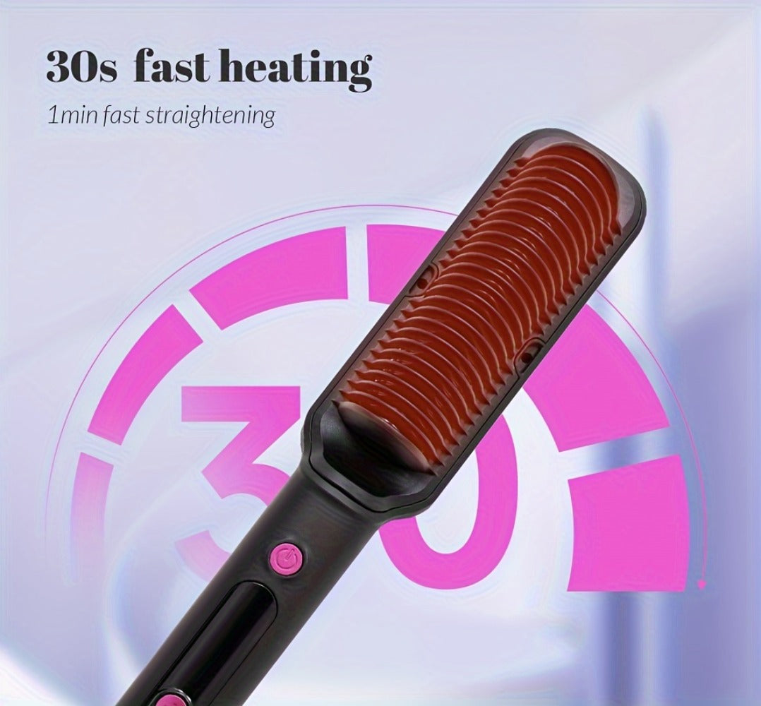6-Setting Ionic Hair Straightener Brush with Fast Heat-Up & Anti-Scald Protection, for Home, Travel and Salon Hair Styling — 