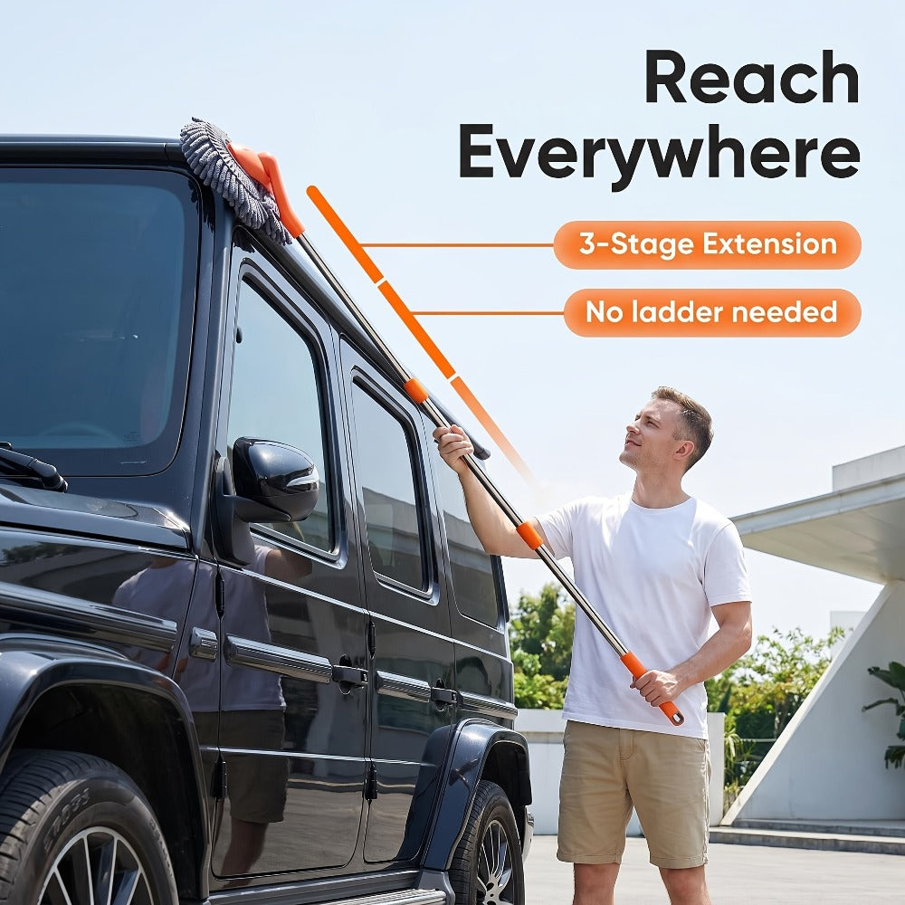 Car Wash Mop with Three-Stage Extension Handle, Rotating Microfiber Head and Replacement Head Option — image 6