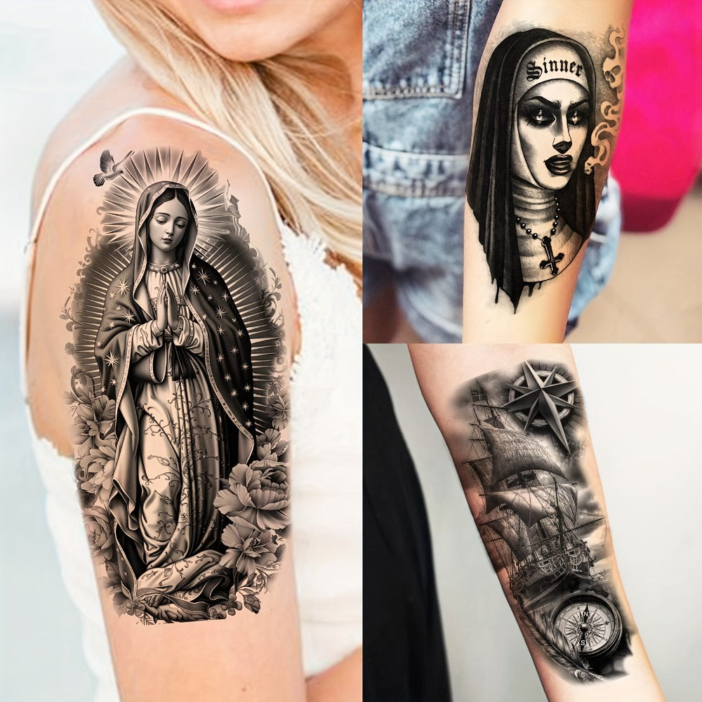 Temporary Tattoos, 68-Sheet Faith and Quote Set with Prayer, Peace, Lion, Eye and Tribal Motifs — image 5