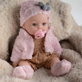 Bunny Ear Baby Doll 12 Inch Pink, Fluffy Bunny Ears PVC Realistic Newborn Comfort Doll, Cute Plush Toy for Boys & Girls Ages 