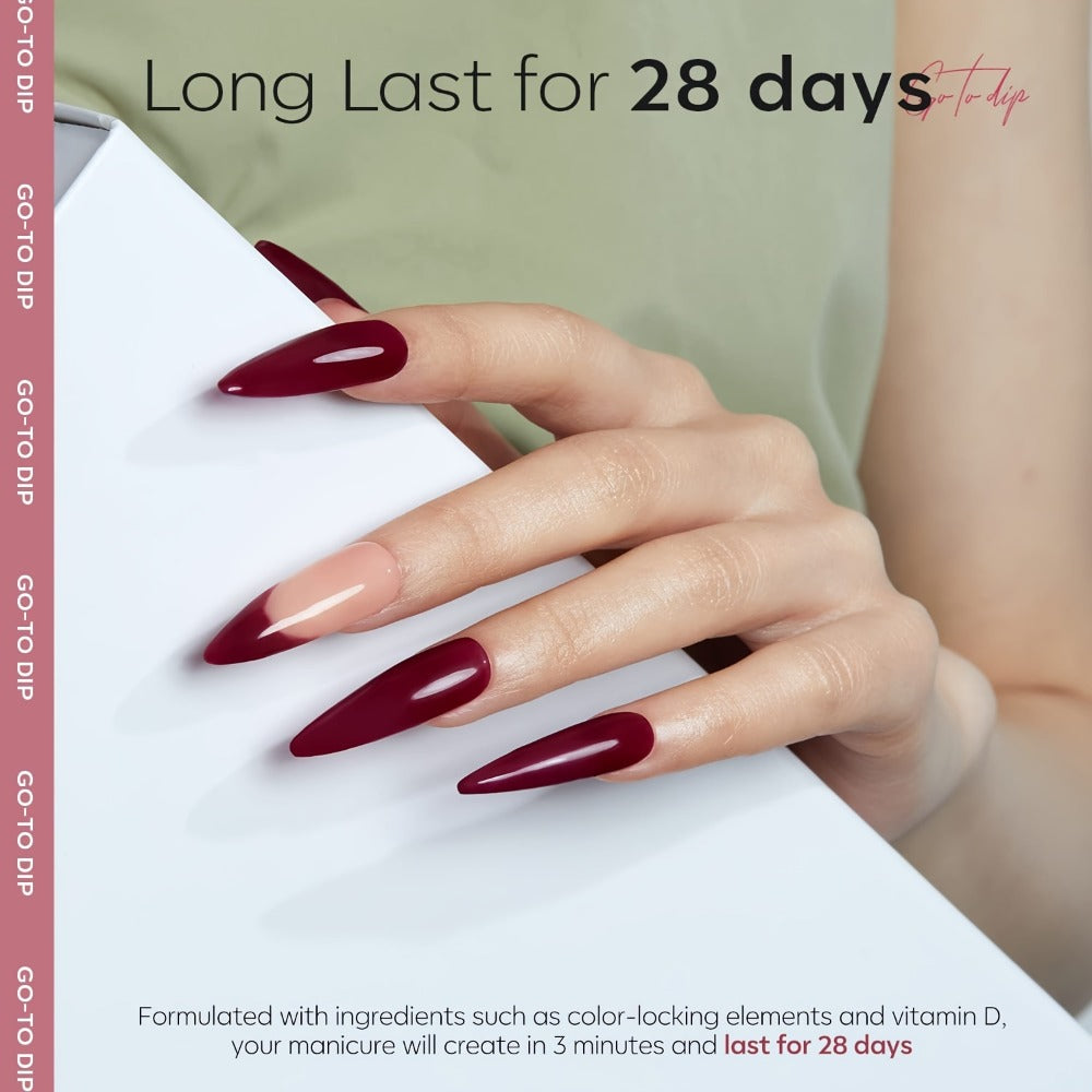Dip Powder Nail Kit with NOCIS Label, Four Brown Nude Burgundy Glitter Powders, Three 10ml Liquids and Tools — image 10