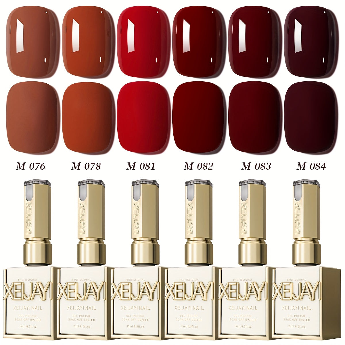 Gel Nail Polish Set with XEIJAYI Label, 6 Nude Pink Jelly Colors in Shades 76, 78 and 81 to 84 — image 13