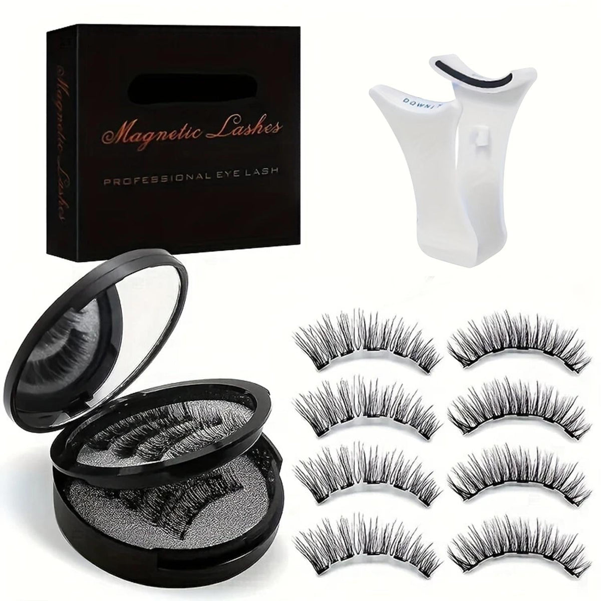 Waterproof 3D Magnetic Lashes 8Pcs Reusable Double Strip False Eyelashes Set with Clips & Glue – Natural Look for Women, Dail