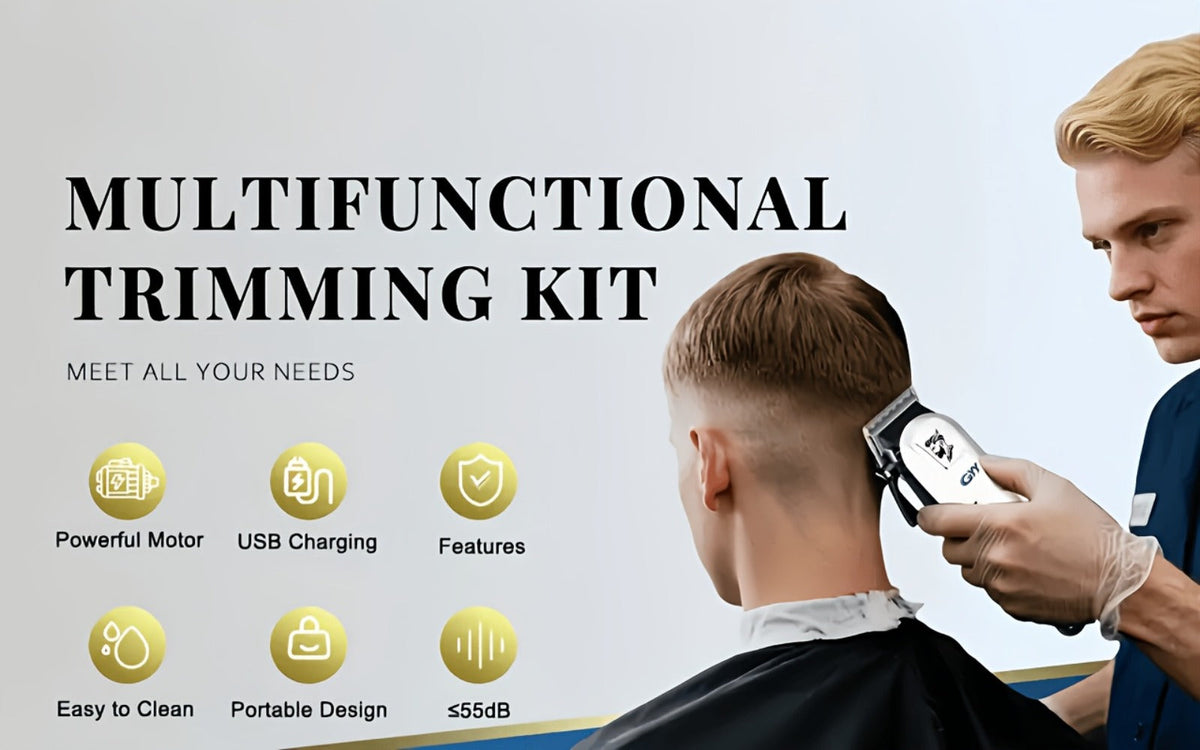 Hair Clipper Kit with Scissors for Home & Salon – Professional Stainless Steel Blade, Digital Display, USB Rechargeable Hair 