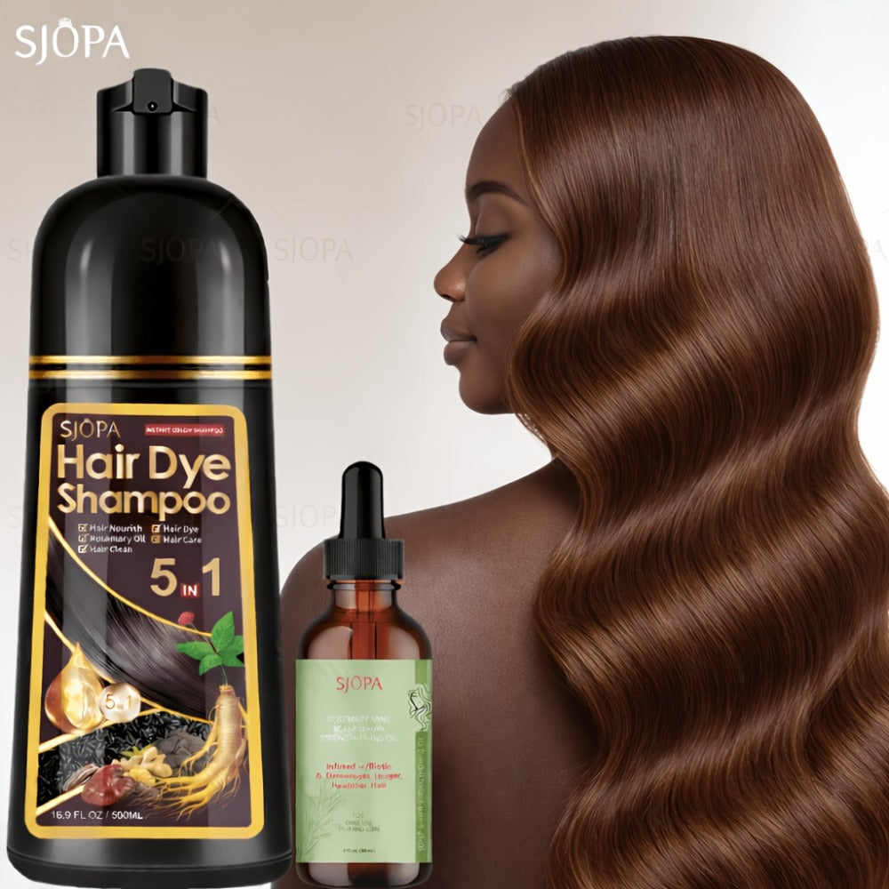 Gray Coverage Hair Dye Shampoo Kit 3-in-1 with Rosemary Hair Oil - Quick Color, Gentle & Natural Formula for Men & Women — im