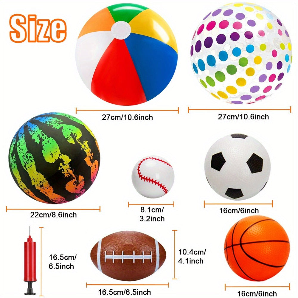 Kids Playground Ball Set 7-Pack with Air Pump, 10.6 Inch Outdoor Ball Plus 6-Inch Basketball Football Rugby — image 16