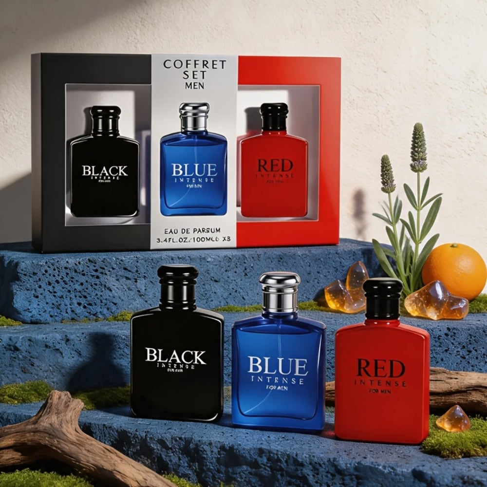 Cologne Gift Set for Men 3 Piece EDT Spray Absinthe Lemon Sage Eau de Toilette Mini 1oz for Bath Time, Home Spa and Personal 
