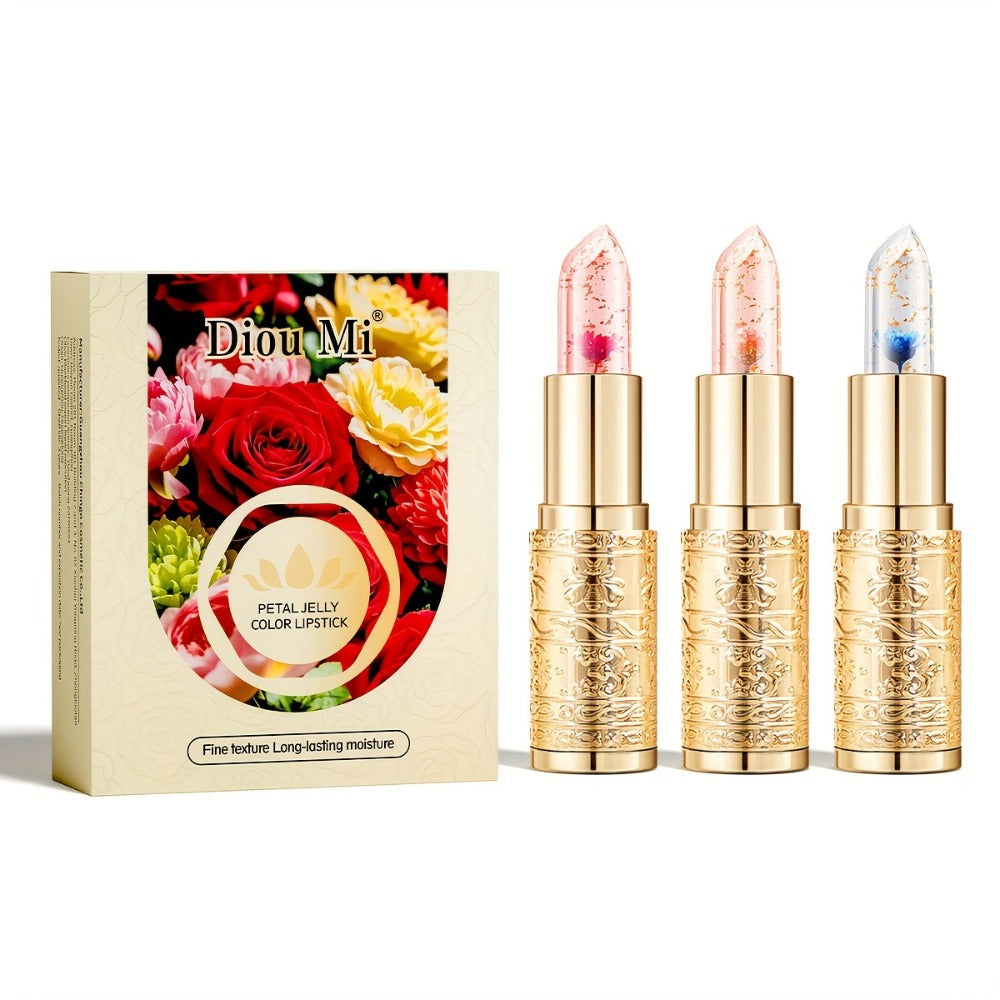 Color Changing Lip Gloss Set 3 Pcs, Temperature Magic Pink Tint Crystal Jelly Balm & Lipstick, Plant Squalane Lip Makeup — im