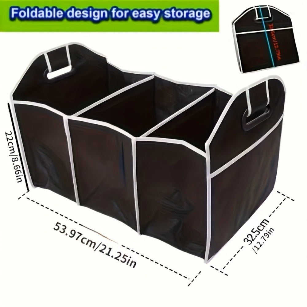 Car Trunk Organizer, Foldable 3-Compartment Black Storage Bin with Carry Handles and 1- or 2-Piece Options — image 7