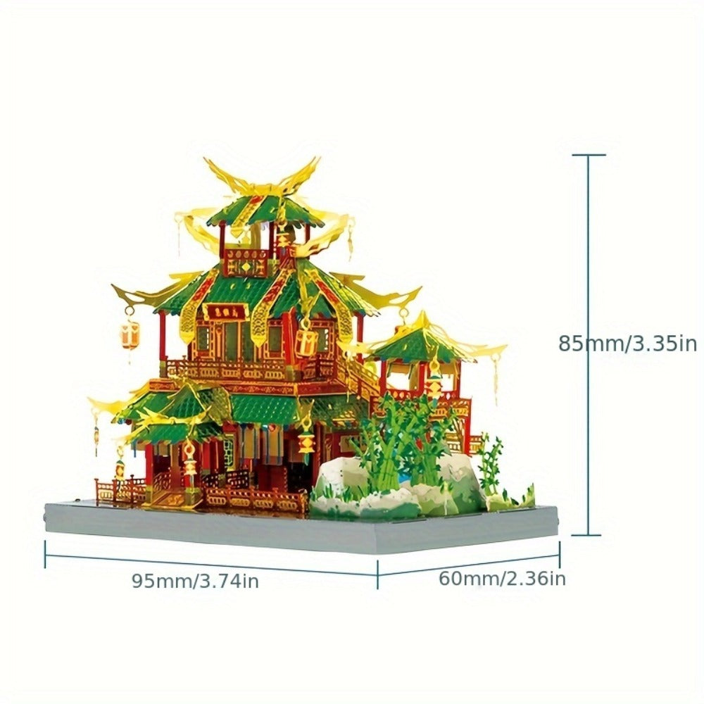Chinese Street View Metal Model Kit, MU 3D Puzzle Traditional Architecture, Tianloc Pavilion Chiya Chai Tea House Drunk Xiao 