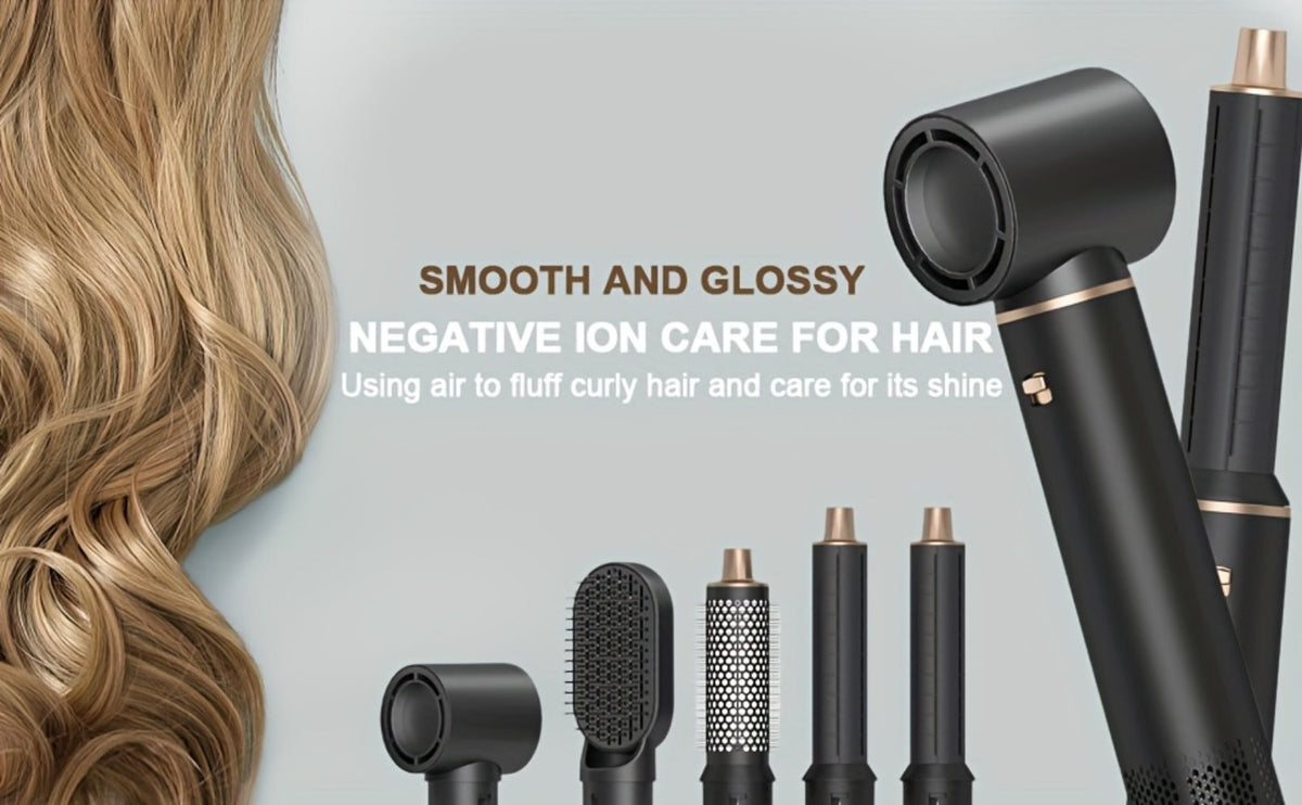 5-in-1 Hot Air Brush Negative Ion Hair Styler Blow Dryer Curler Straightener Volumizer, for Home, Travel and Salon Hair Styli