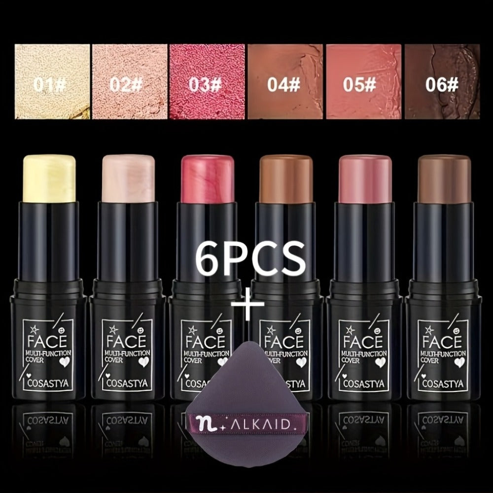 Blush Stick Makeup Set 6 Piece, 3-in-1 Waterproof Blush Eyeshadow Touch-Up Sticks, All-Day Glossy Shimmer — image 11