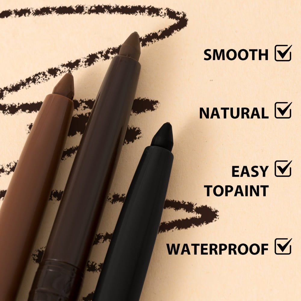Quick-Dry Brown & Black Gel Eyeliner Pencil 3 Pack Waterproof Smudge-Proof, for Makeup, Travel and Everyday Vanity Use — imag