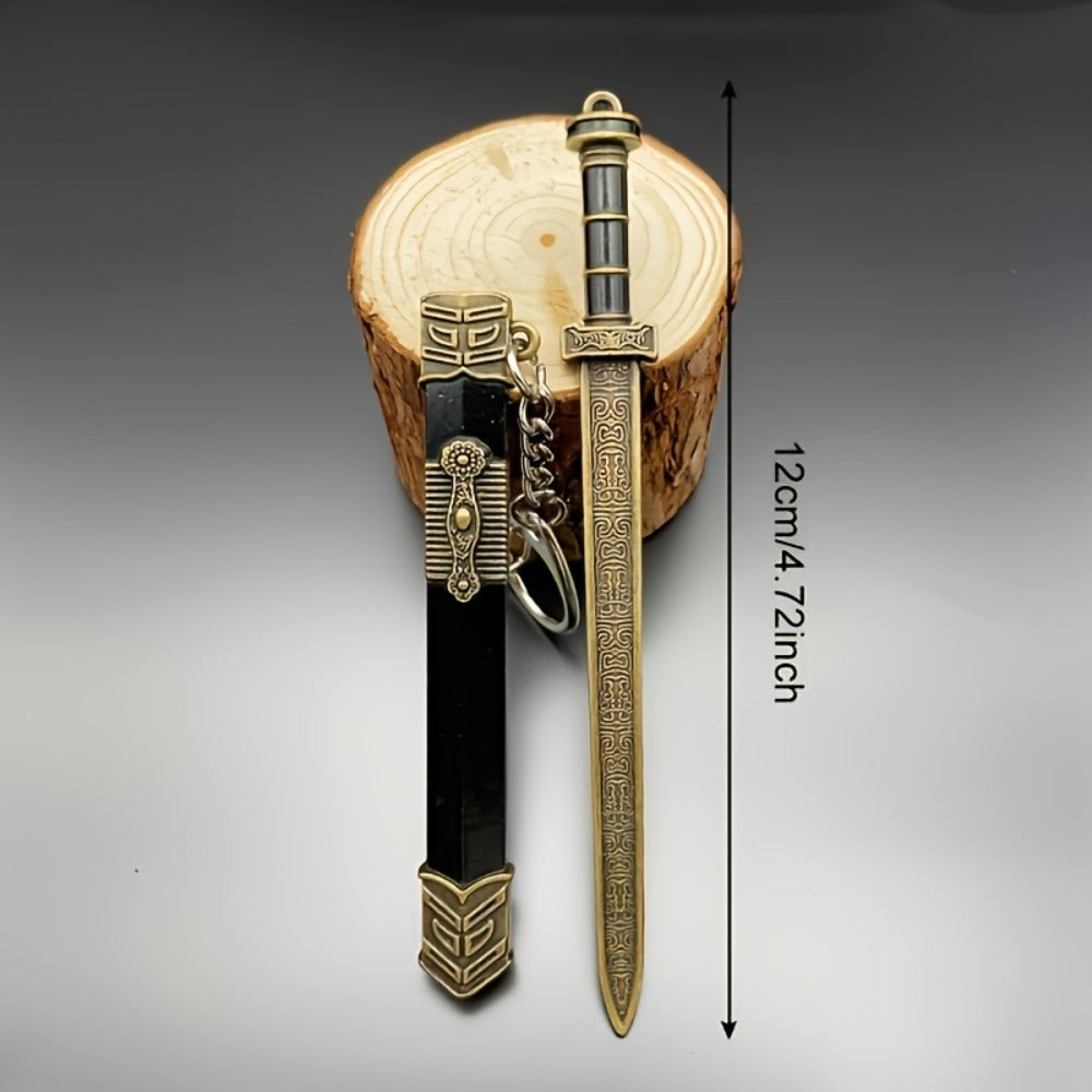 Seven-Piece Miniature Metal Sword Replica Set with Sheaths, Keychains and Ancient-Inspired Display Designs — image 5
