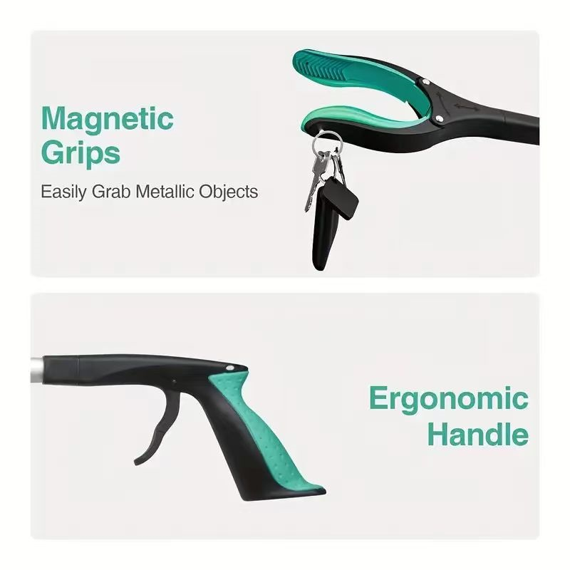 Grabber Tool Reacher 32-Inch Foldable Telescopic – 360° Rotating Jaws & Magnetic Tip Litter Picker, Lightweight Easy-Grip Rea