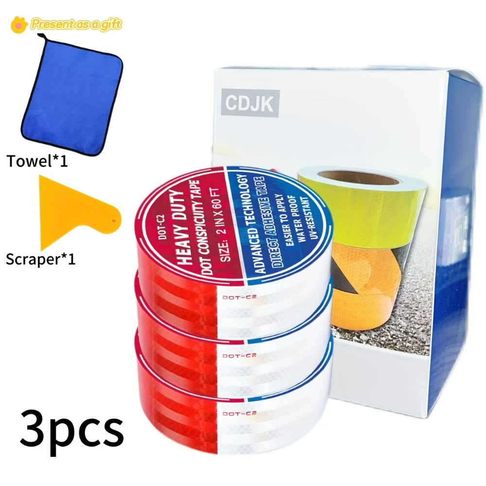 DOT-C2 Reflective Tape 2"x60' High Intensity Prismatic Self-Adhesive Safety Strip – Waterproof Wear-Resistant Ultra Bright fo