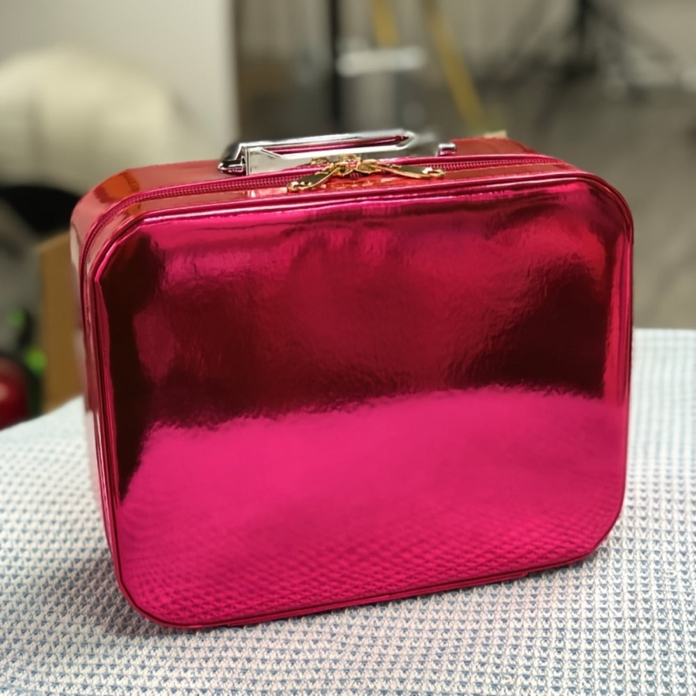 Glitter Makeup Travel Case Hard Shell Large Capacity Flat Lay Organizer Luxury Cosmetic Storage Box for Women Portable Fits i