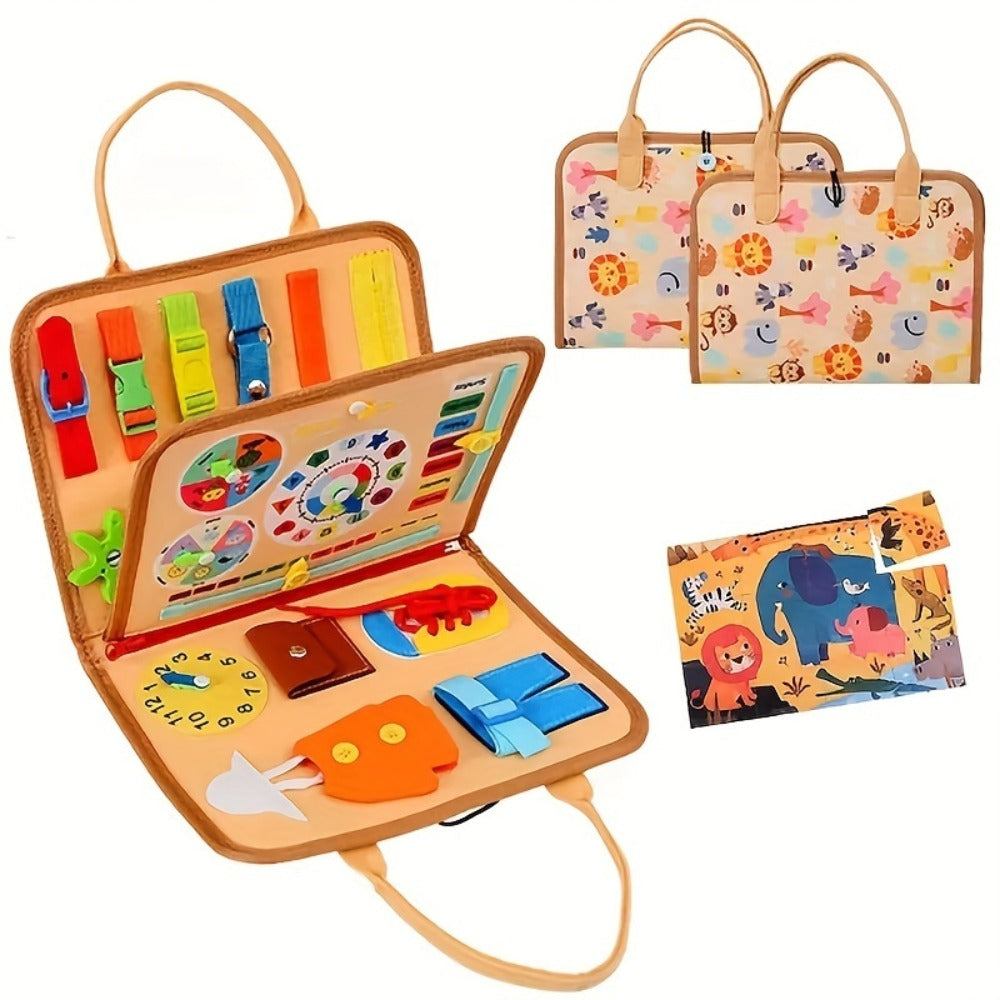Busy Board for Toddlers 1 2 3 Years Old Montessori Sensory Activity Travel Toy with Zippers Buckles Buttons Laces — image 2
