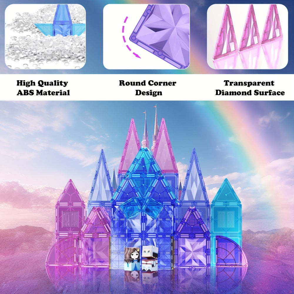 Magnetic Tiles 114-Piece Purple and Blue Ice Castle Building Set with Arches, Windows and Decorative Shapes — image 3