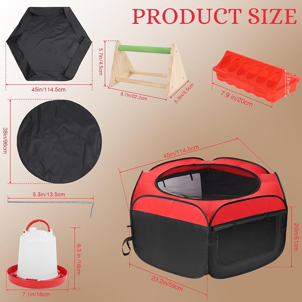 Chicken Brooder Tent Bundle, Chick Playpen Feeder Waterer Perch Kit for Garden, Patio and Yard Use — image 2
