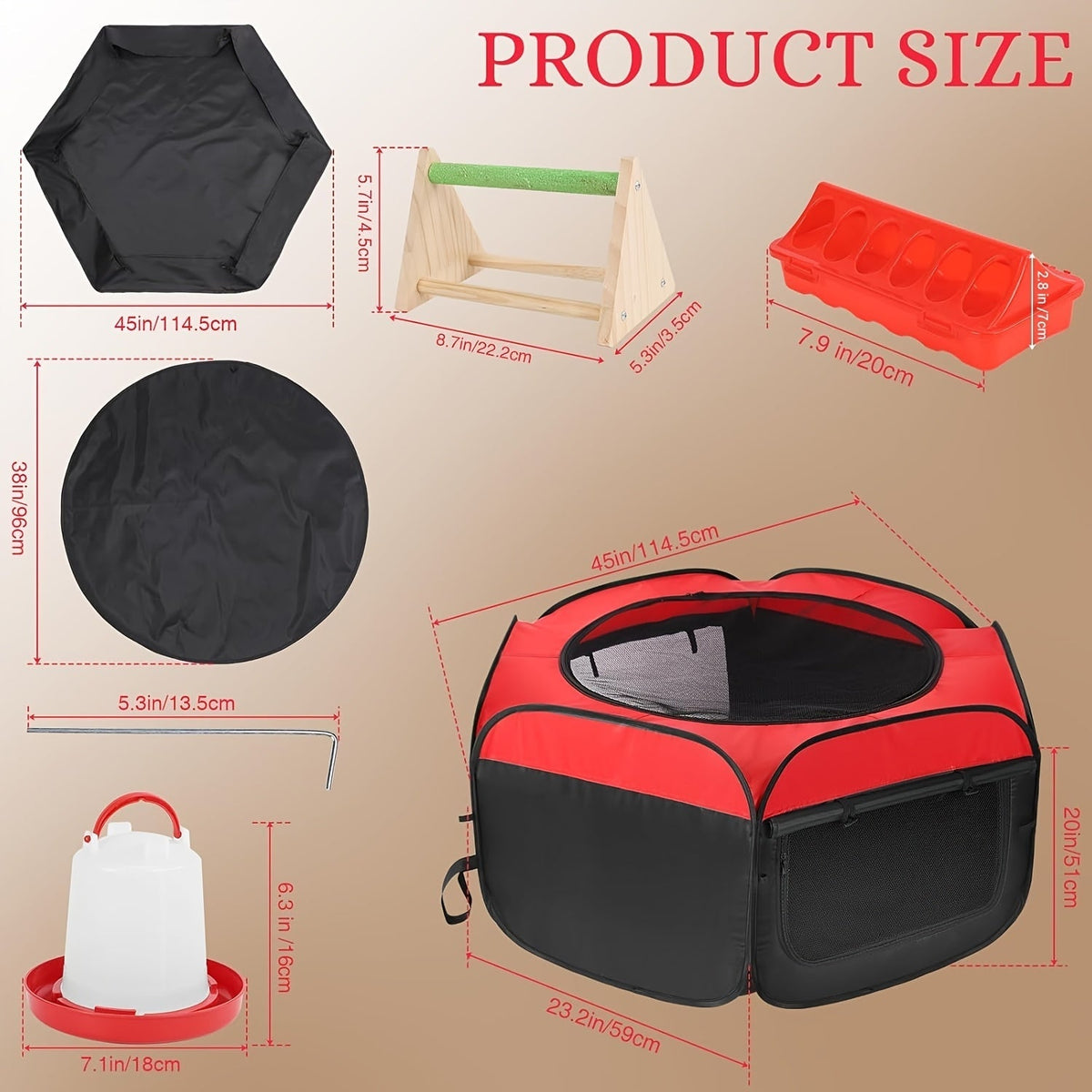Chicken Brooder Tent Bundle, Chick Playpen Feeder Waterer Perch Kit for Garden, Patio and Yard Use — image 2
