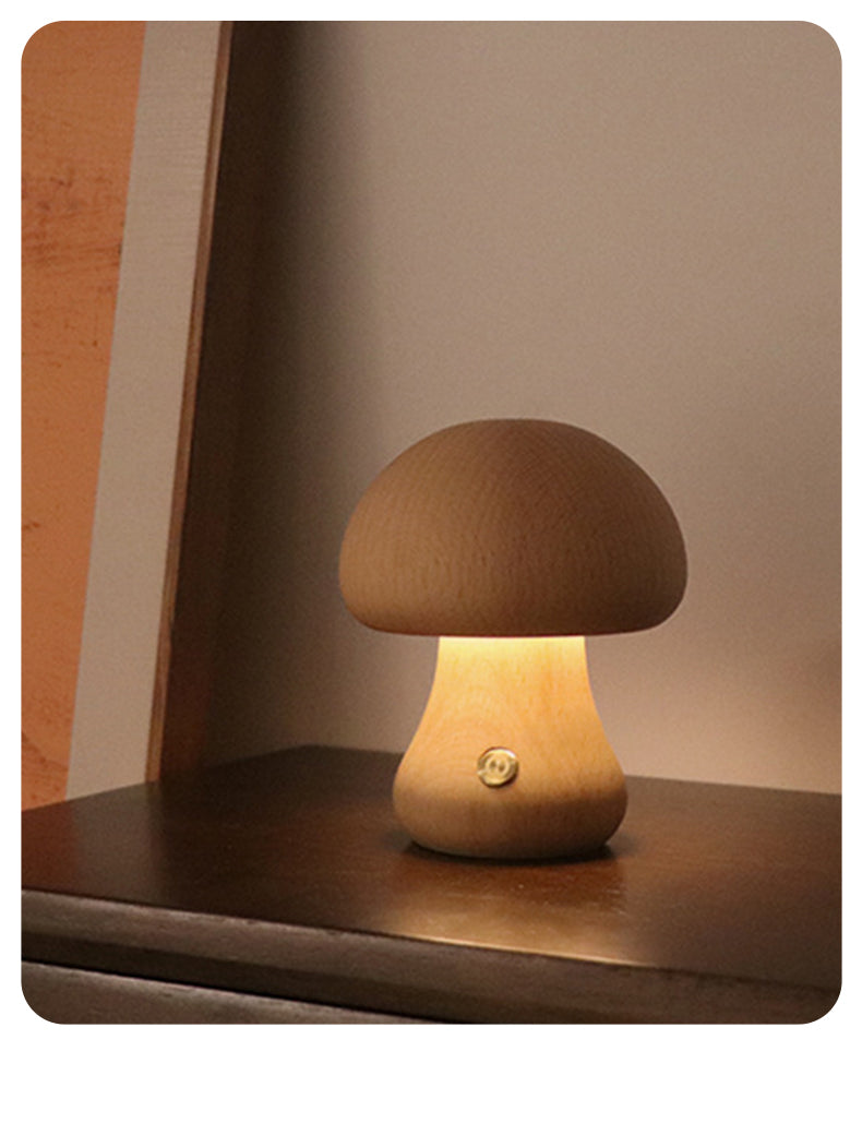 INS Wooden Cute Mushroom LED Night Light With Touch Switch  Bedside Table Lamp For Bedroom Childrens Room Sleeping Night Lamps Home Decor